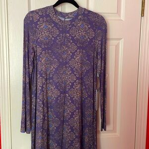 NWT Purple and gold patterned long sleeve dress